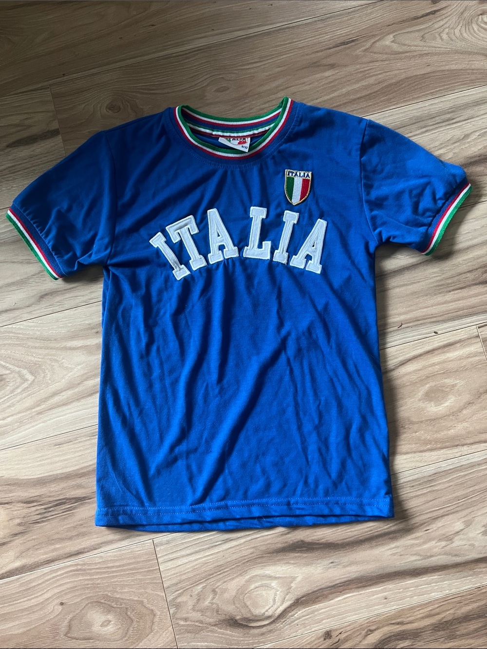 Italina Royal Blue Tee with Tricolor Collar
